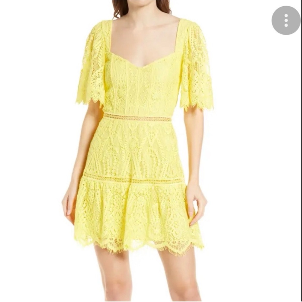Saylor Zuzanna Lace Flutter Sleeve Mini Dress Yellow Revolve Size Small